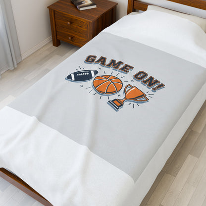 Game On Bracket Design Velveteen Plush Blanket | Playoff Prediction, Sports Bracket Humor