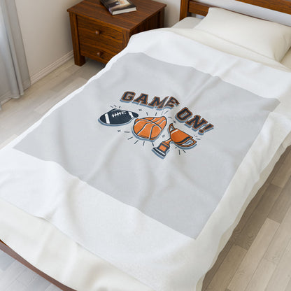 Game On Bracket Design Velveteen Plush Blanket | Playoff Prediction, Sports Bracket Humor