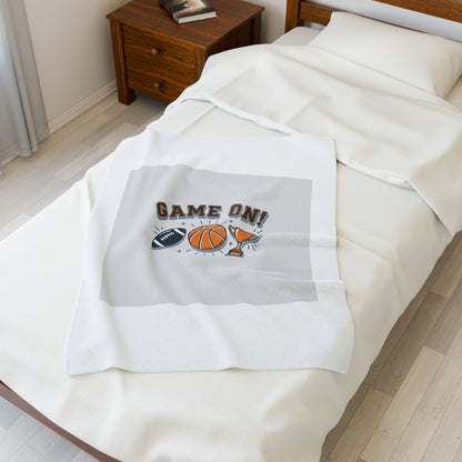 Game On Bracket Design Velveteen Plush Blanket | Playoff Prediction, Sports Bracket Humor